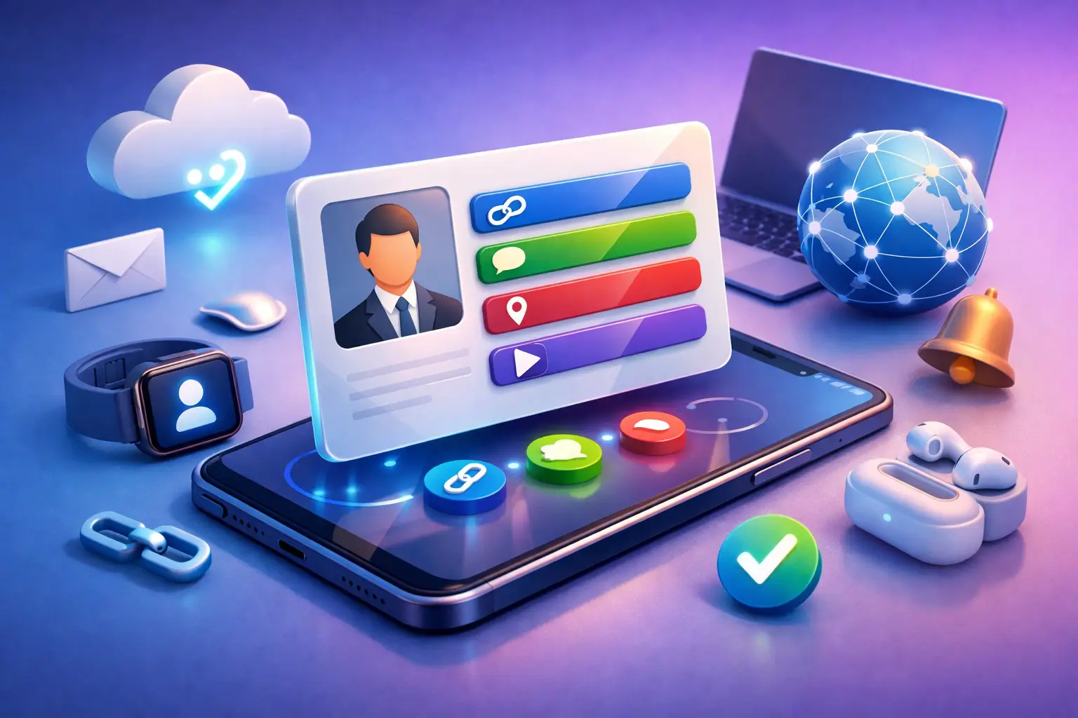 כרטיס עובד דיגיטלי עם קישורים שעובד באמת